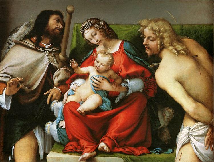 Lorenzo Lotto Madonna mit Hl. Rochus und Hl. Sebastian oil painting picture